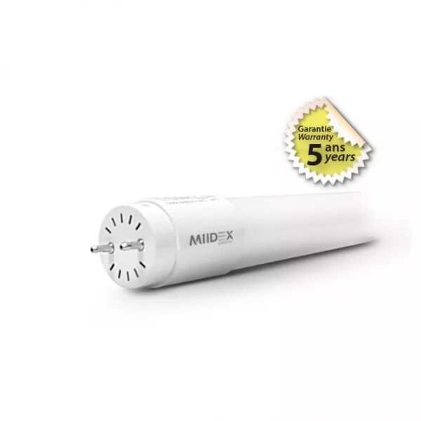 MIIDEX - TUBE LED T8 600MM 6W 4000K 85-265V LN STARTER 5ANS (X10) (100532)