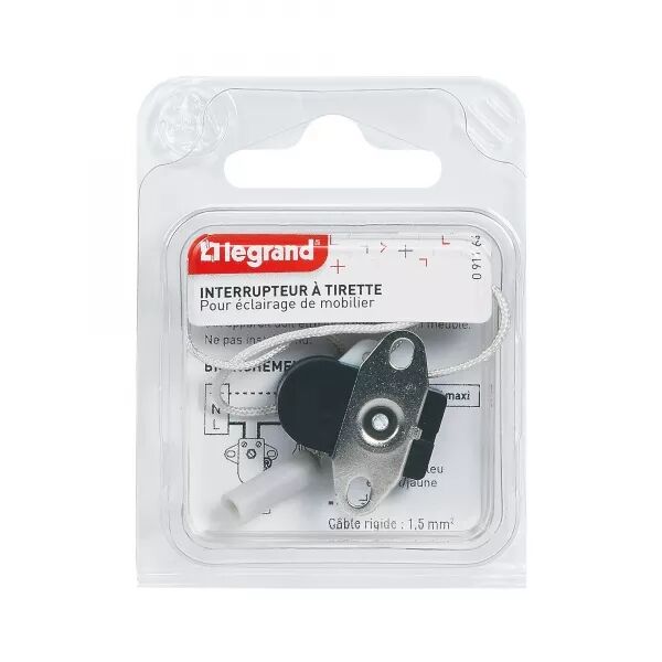 MINI-INTER 2A 250V~ � TIRETTE + PLAQUE 2 TROUS - BLISTER AVEC GENCOD