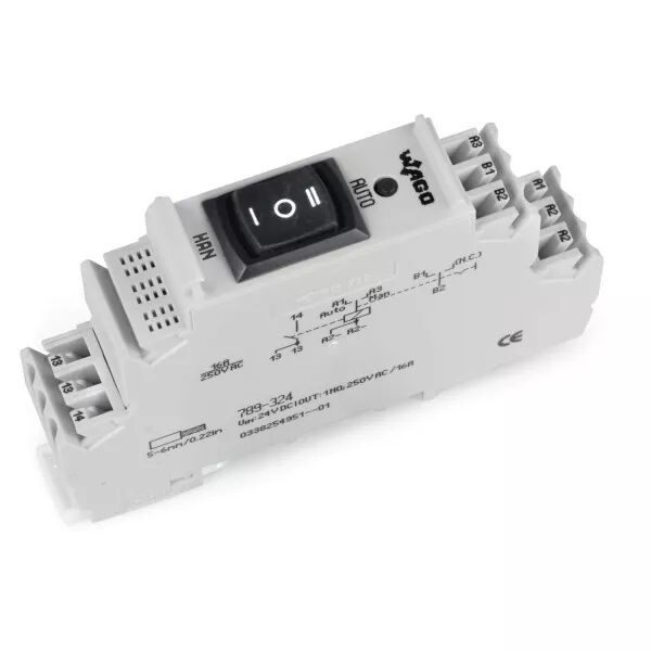 Module avec relais 24 V DC - 1 T - 16 A - For�age manuel et retour d\'�tat789-324