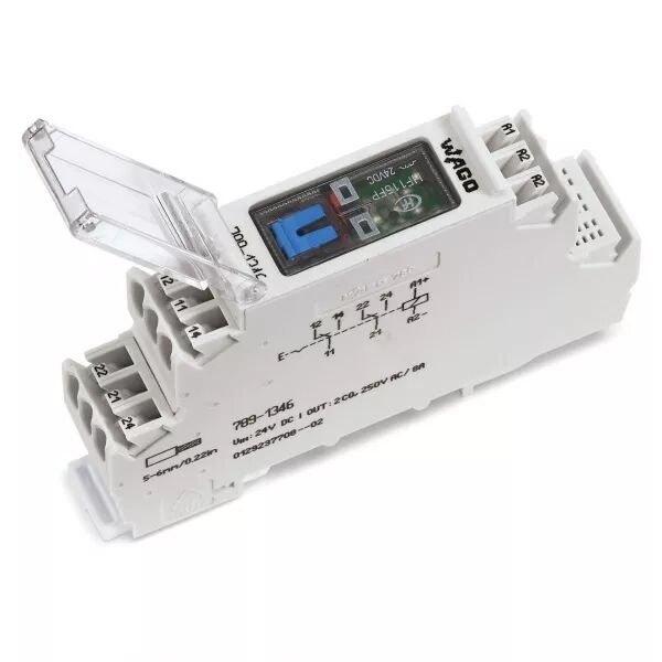 Module avec relais 24 V DC - 2 RT - 2 x 8 A - For�age manuel m�canique789-1346