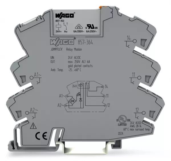 MODULE AVEC RELAIS MINIATURE ENFICHABLE 24 V AC/DC - 1 RT - CONTACTS DOR�S