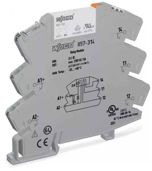 MODULE AVEC RELAIS MINIATURE ENFICHABLE 24 V DC - 1 RT - CONTACTS DOR�S