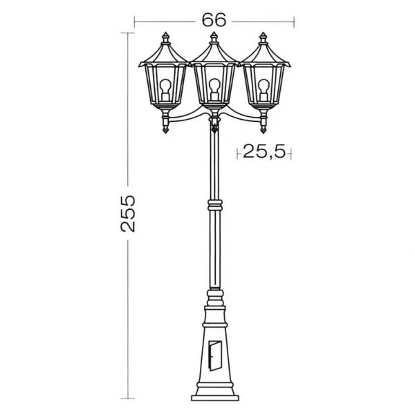 MONACO -Lant.+Mat IP43 IK02, blanc, E27 3x100W max., Lpe non incl., haut.2,55m (3074)