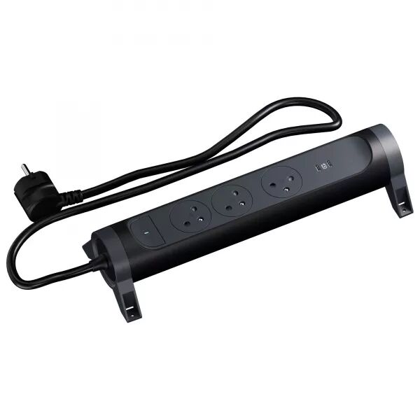 MULTIPRISE 3X2P+T SURFACE 16A 230V-3680W + DOUBLE PRISE USB C - CORDON 1,5M - N