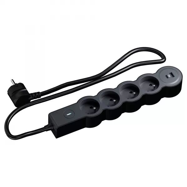 MULTIPRISE 4X2P+T 16A 230V-3680W+ USB A/C - INTER ON/OFF - CORDON 1,5M - N