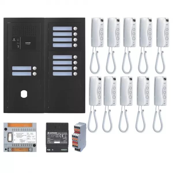 PACK AUDIO 10 BP, PROGRAMM�, ENCASTR�, ALIM. & 10 X GT1D, FINITION NOIRE SATIN