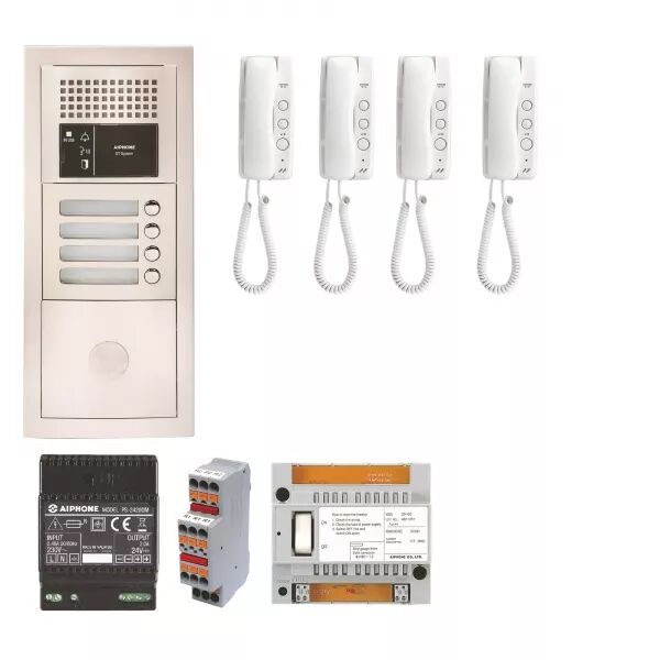 PACK AUDIO 4 BP PROGRAMM�, ENCASTR�, CENTRALE, ALIM. & 4 POSTES AUDIO GT1D