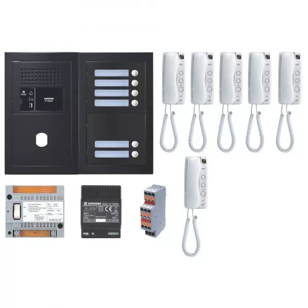 PACK AUDIO 6 BP, PROGRAMM�, ENCASTR�, ALIM. & 6 X GT1D, FINITION NOIRE SATIN