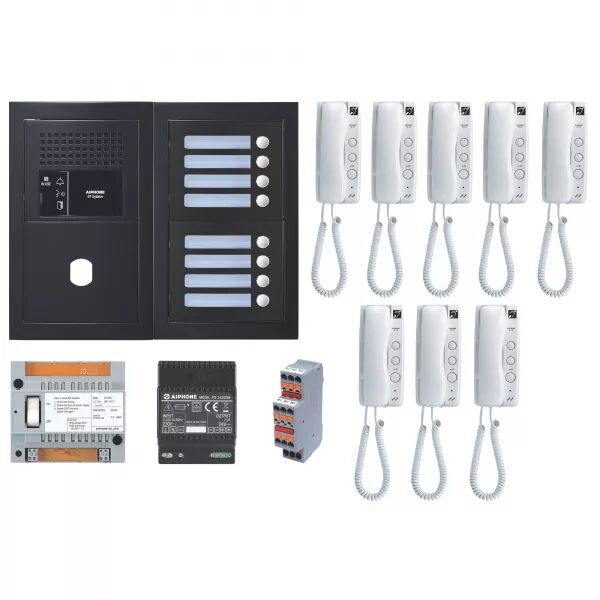 PACK AUDIO 8 BP, PROGRAMM�, ENCASTR�, ALIM. & 8 X GT1D, FINITION NOIRE SATIN