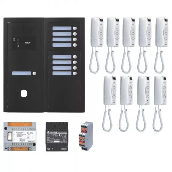 PACK AUDIO 9 BP, PROGRAMM�, ENCASTR�, ALIM. & 9 X GT1D, FINITION NOIRE SATIN