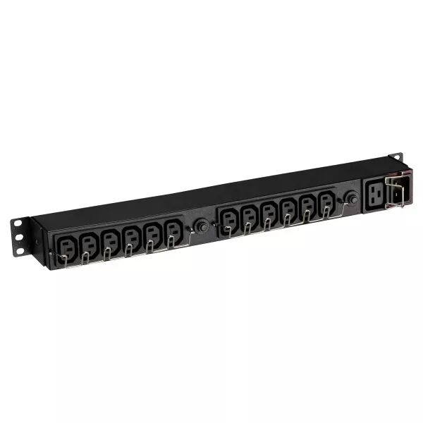 PDU Basique 1U pour onduleur, rackable, 16A, 12x C13 et 1xC19 (EFLX12I)