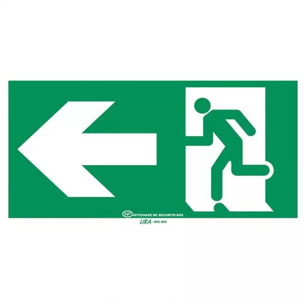 Pictogramme autocollant �vacuation avec fl�che vers la gauche (956662)