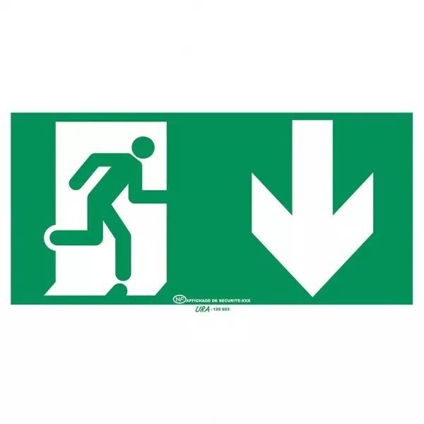 Pictogramme autocollant �vacuation avec fl�che vers le bas (956663)