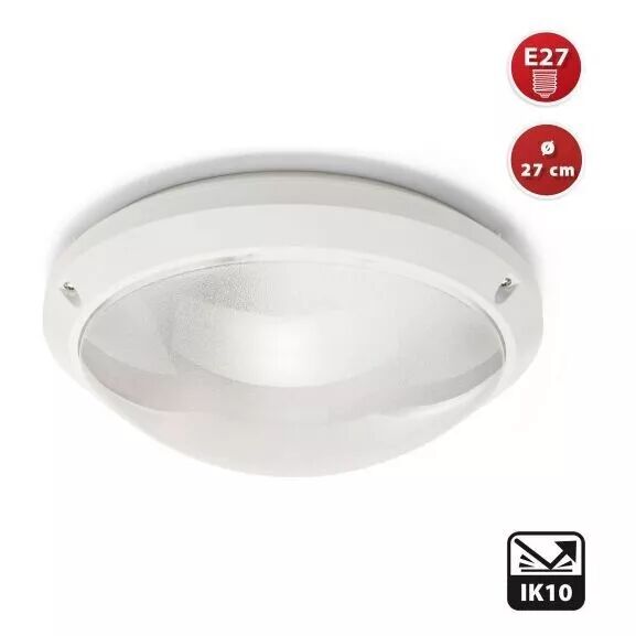 Plafonnier rond 27cm de diam. E27, IP54, IK10