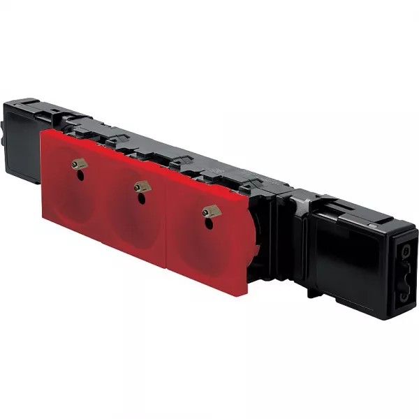planet wattohm-bloc prise pour goulotte logix 45 - 3x2p+t wieland - rouge ral3020 (27973)