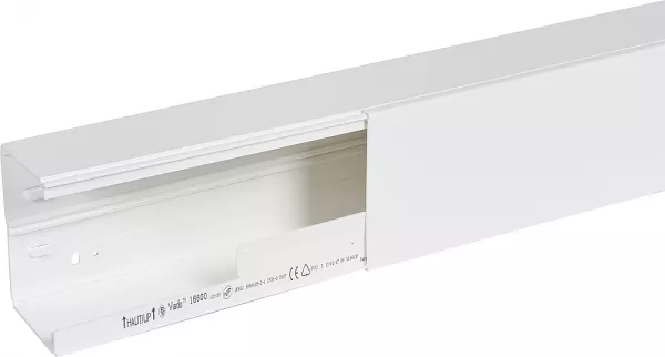 planet wattohm-goulotte distribution viadis 120x80mm-fond+couvercle-1 compart-longueur 2m-blanc (16600)