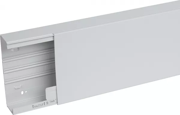 planet wattohm-goulotte distribution viadis 200x60mm-fond+couvercle-1 compart-longueur 2m-gris (16550)