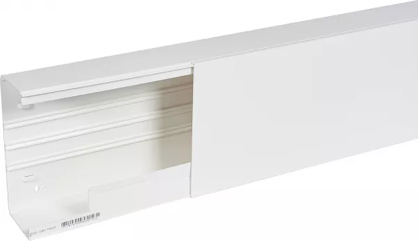 planet wattohm-goulotte distribution viadis 200x80mm-fond+couvercle-1 compart-longueur 2m-blanc (16640)