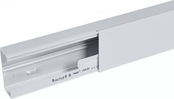 planet wattohm-goulotte distribution viadis 90x40mm-fond+couvercle-1 compart-longueur 2m-gris (16430)