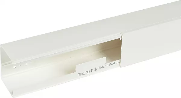 planet wattohm-goulotte distribution viadis 90x80mm-fond+couvercle-1 compart-longueur 2m-blanc (16580)