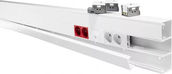 planet wattohm-goulotte logix 45-160x50-3 compartiments-3m-livr� sans couvercle-pvc blanc artic (48702)