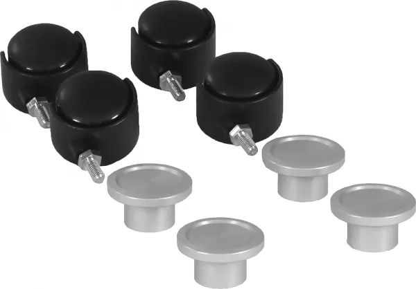planet wattohm-jeu de 4 roulettes et ranges cordons pied de colonnettes 1 et 2 compart. logix (pw32350)