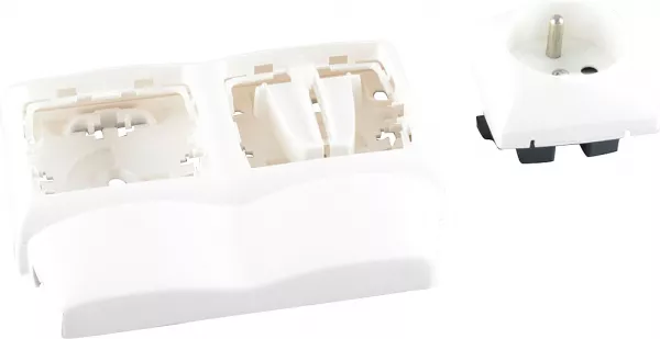 planet wattohm-prise 2p+t + emplacement vide saillie keva-pour moulure keva hauteur 12mm-blanc (11932)
