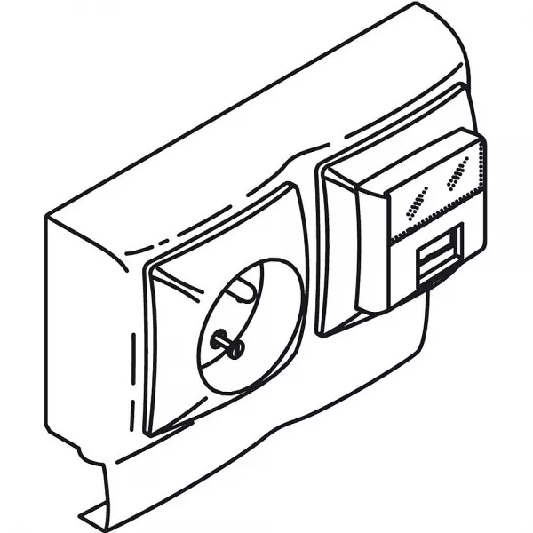 planet wattohm-prise 2p+t + prise rj45 cat.5e saillie keva-pour moulure keva hauteur 12mm-blanc (11934)