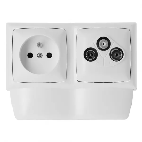 planet wattohm-prise 2p+t + prise tv-fm-sat saillie keva - pour moulure keva hauteur 15mm-blanc (11956)