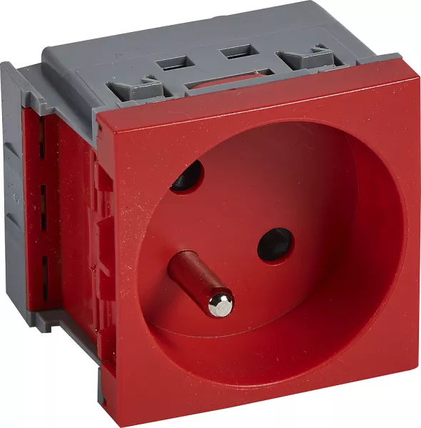 planet wattohm-prise 2p+t juxtapos�e logix -2 modules- 16a - 250v-brochage vertical-rouge (49142)