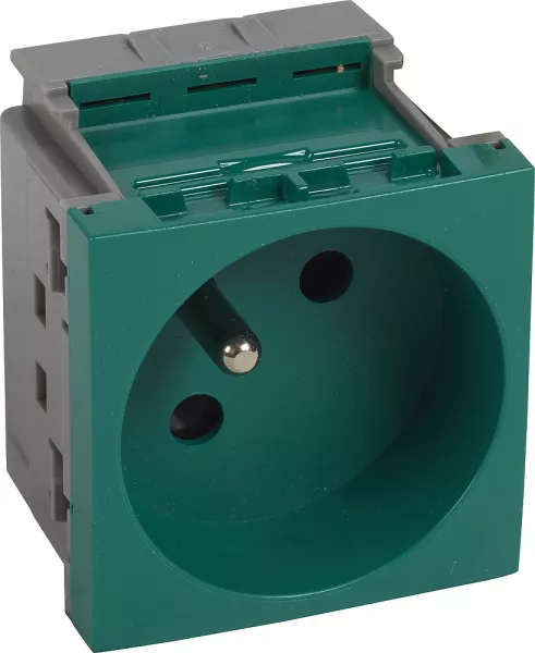 planet wattohm-prise 2p+t juxtapos�e logix-2 modules-16a-250v-brochage vertical-vert ral 6016 (49642)