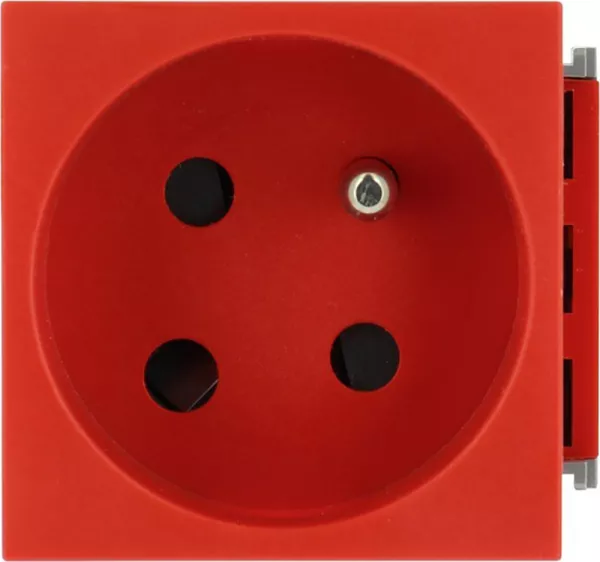 planet wattohm-prise 2p+t juxtapos�e logix � d�trompage - 2 modules - 16a - 250v - rouge (49046)