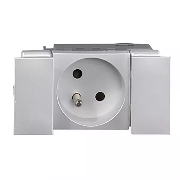 planet wattohm-prise 2p+t logix - 2 modules - 16a - 250v - bornes auto - alumnic ral 9016 (49341)