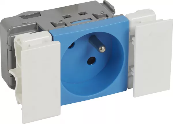planet wattohm-prise 2p+t logix - 2 modules - 16a - 250v - bornes auto - bleu ral 5012 (49941)