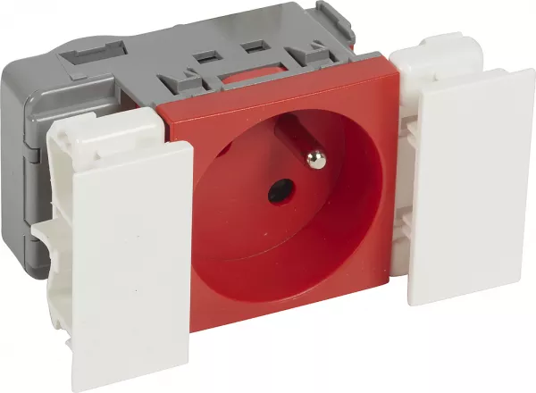 planet wattohm-prise 2p+t logix - 2 modules - 16a - 250v - bornes auto - rouge ral 3020 (49141)