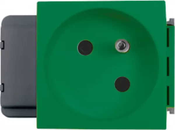 planet wattohm-prise 2p+t logix - 2 modules - 16a - 250v - bornes auto - vert ral 6016 (49641)