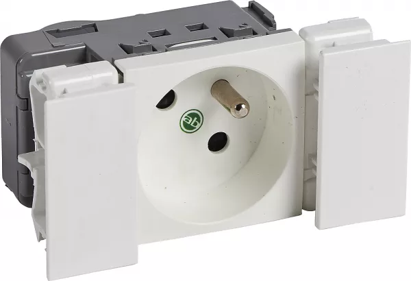 planet wattohm-prise 2p+t logix - 2 modules - 16a - 250v -bornes auto-blanc artic antimicrobien (49741)