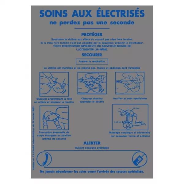 Plaque aluminium \'\'Soins aux �lectris�s\'\' 210 x 297 x 0.8 mm (437101)