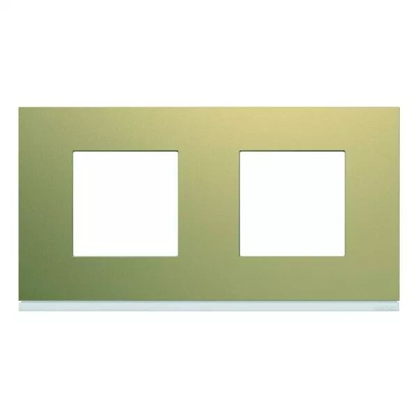 Plaque de finition Gallery 2 postes Champagne horizontale entraxe 71 mm (WXP0412)