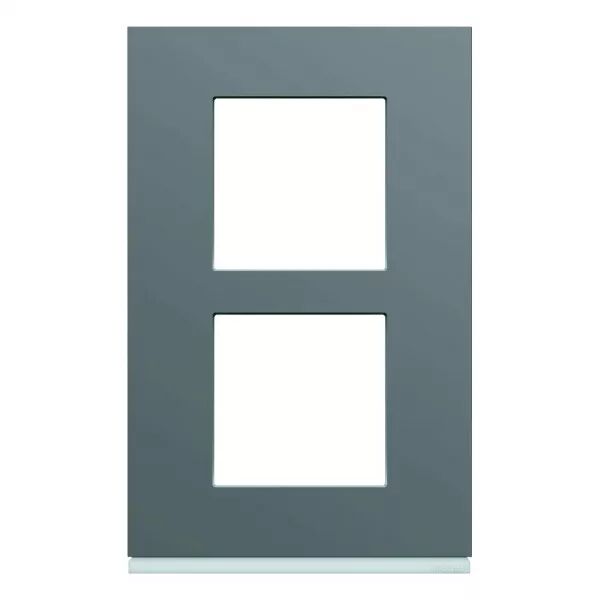 Plaque de finition Gallery 2 postes Taupe verticale entraxe 57 mm (WXP0922)
