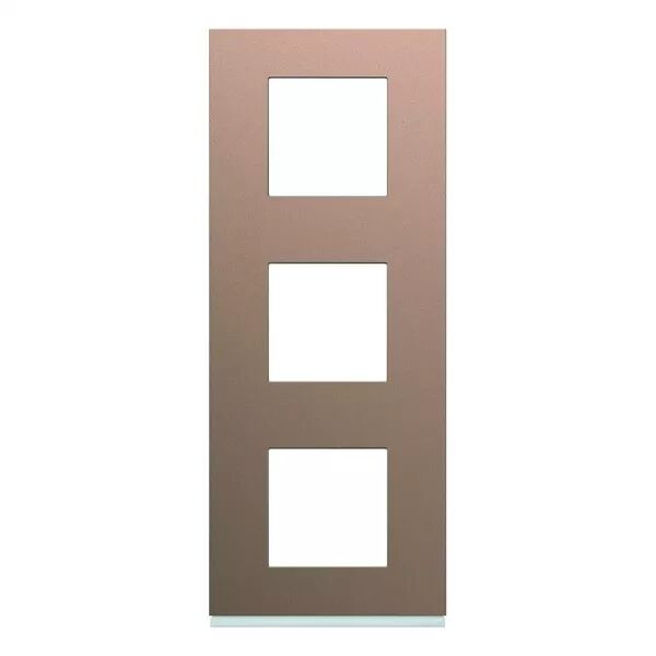 Plaque de finition Gallery 3 postes verticale Ros� entraxe 71 mm (WXP0543)