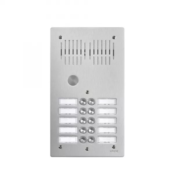 PLATINE AUDIO 10 BOUTONS D\'APPEL, EN ALUMINIUM 4 MM, ENCASTR�E SUR 2 RANG�ES