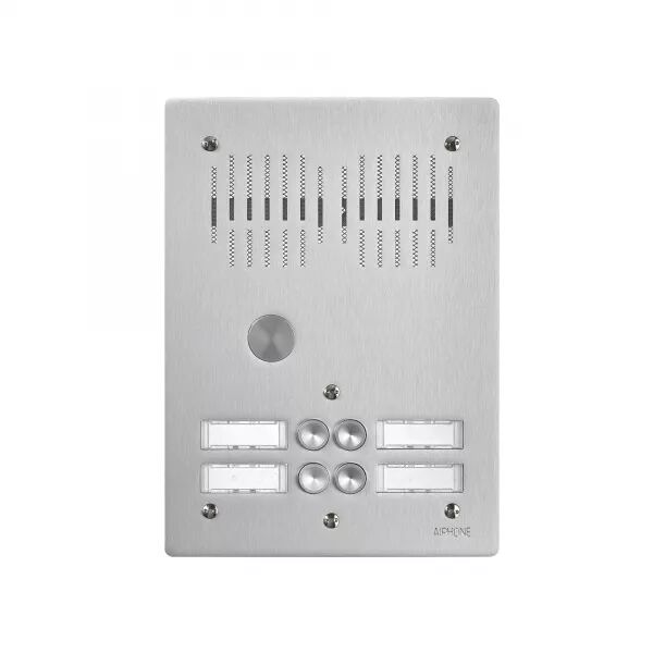 PLATINE AUDIO 4 BOUTONS D\'APPEL, EN ALUMINIUM 4 MM, ENCASTR�E SUR 2 RANG�ES