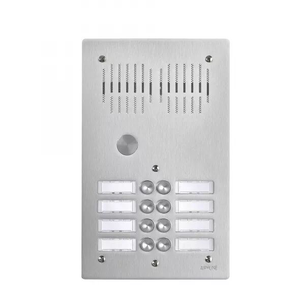 PLATINE AUDIO 8 BOUTONS D\'APPEL, EN ALUMINIUM 4 MM, ENCASTR�E SUR 2 RANG�ES
