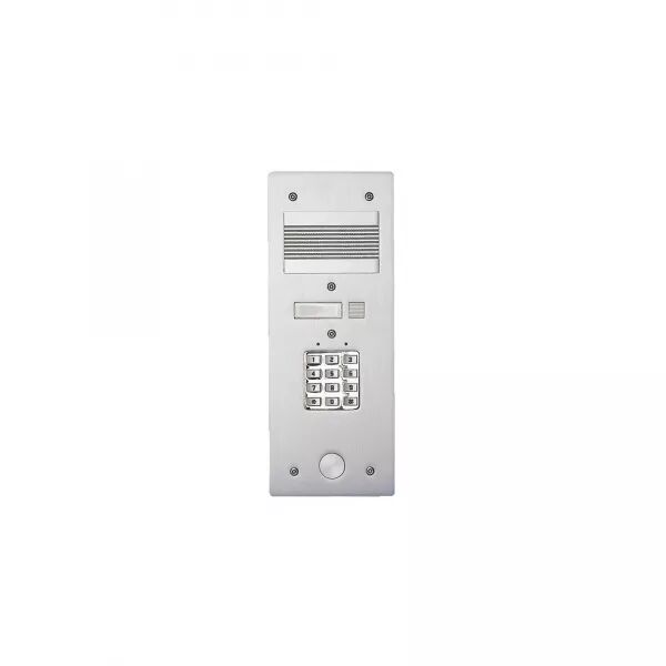 PLATINE DE RUE S�RIE 200 AUDIO �TROITE AVEC CLAVIER COD� FA�ADE ALU 4MM 1 APPEL