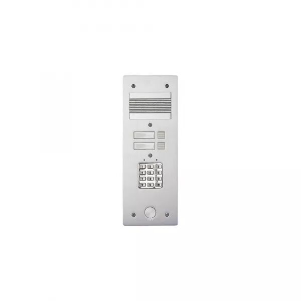 PLATINE DE RUE S�RIE 200 AUDIO �TROITE AVEC CLAVIER COD� FA�ADE ALU 4MM 2 APPELS