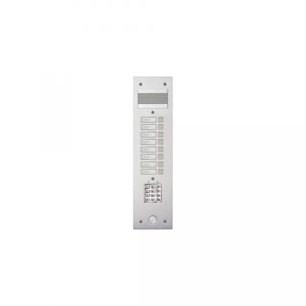 PLATINE DE RUE S�RIE 200 AUDIO �TROITE AVEC CLAVIER COD� FA�ADE ALU 4MM 8 APPELS