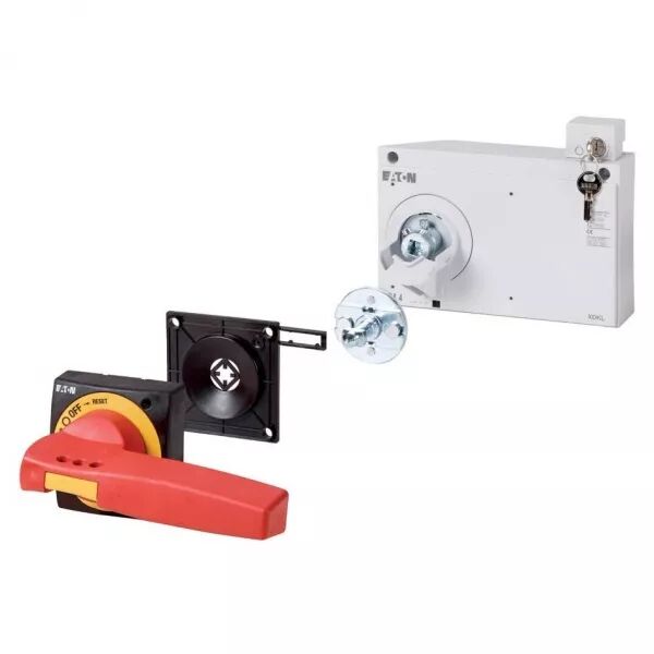 Poign�e rotative � commande rompue, rouge-jaune, +verrouillage par cl�, taille 4 (172535)