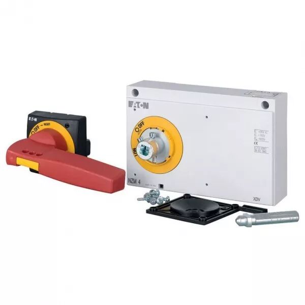 Poign�e rotative � commande rompue, rouge-jaune, verrouillable, taille 4 (100682)
