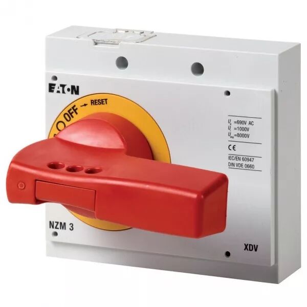 Poign�e rotative pour m�canisme inverseur, rouge-jaune, verrouillable, taille 3 (260140)